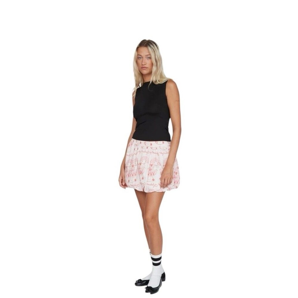 Lazy Oaf X My Melody Collection Bubble Skirt Hello Kitty Pink White Size 14 EUC